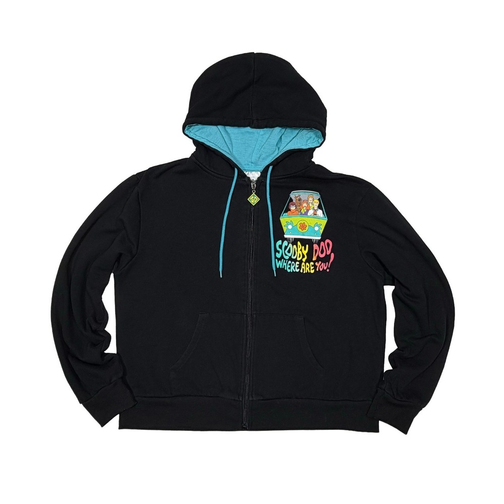 Scooby Doo Mystery Machine Hooded Full Zip Black Sweatshirt Women's Large